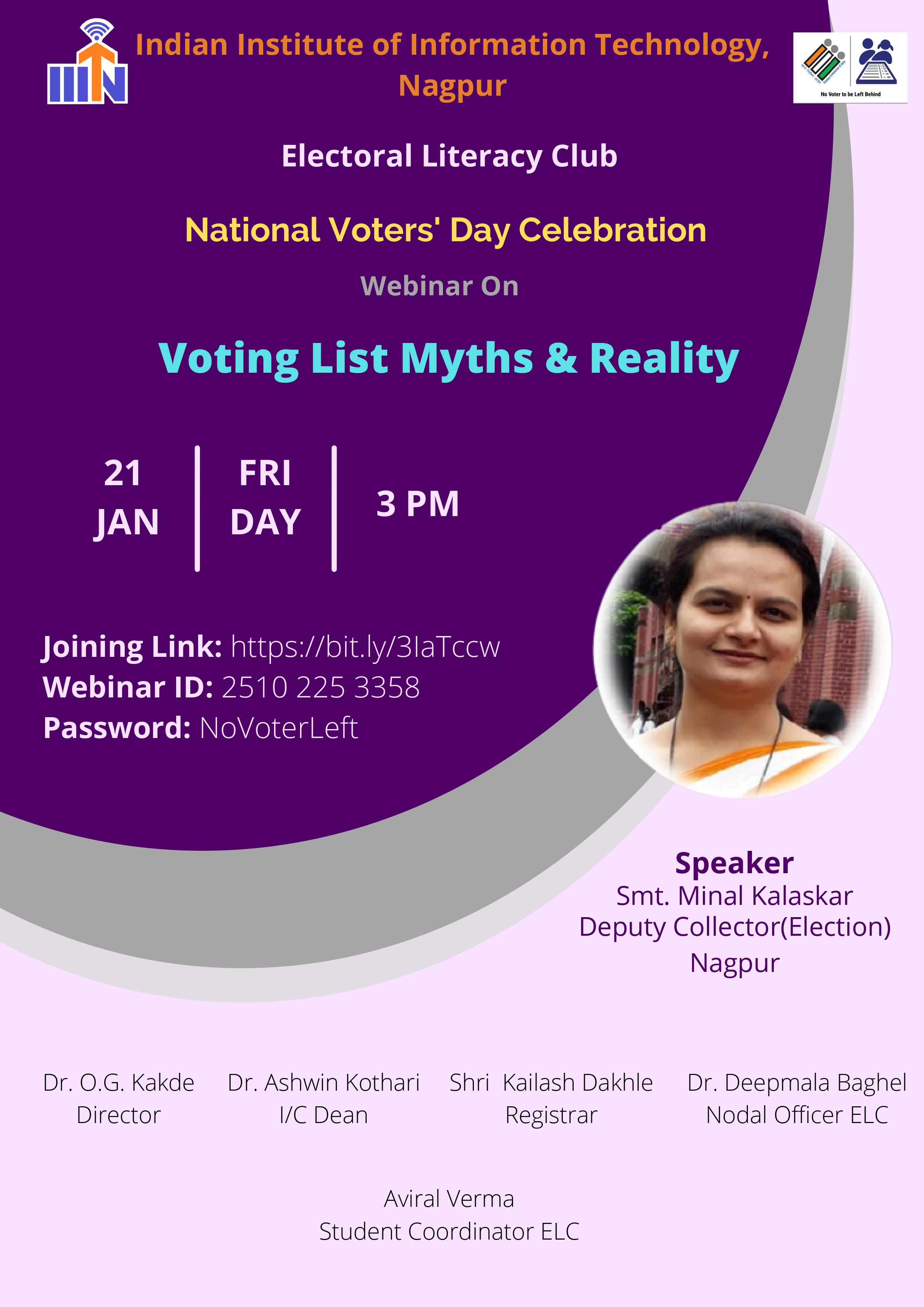 Electoral Literacy Club Webinar on Voting List Myths & Reality